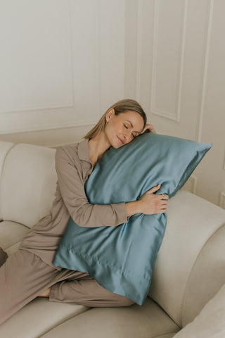 Taie d'oreiller en satin - Turquoise