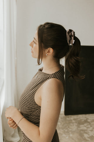Chouchou en satin - Taupe