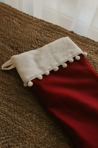 Bas de Noël en satin - Rouge