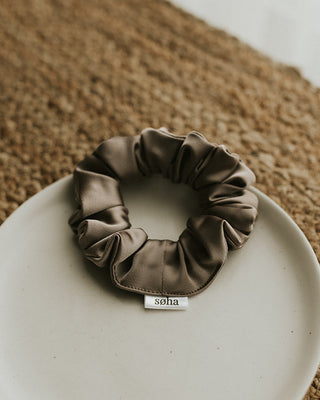 Chouchou en satin - Taupe