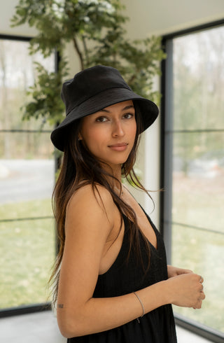 100% Linen Bucket Hat – Black