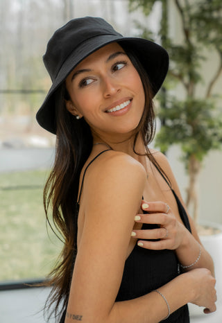 Bucket hat 100 % lin noir, autre photo