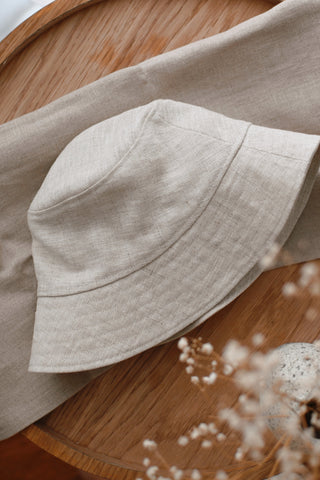 Bucket Hat 100 % lin - Crème