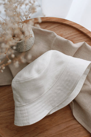 100% Linen Bucket Hat – Off-White