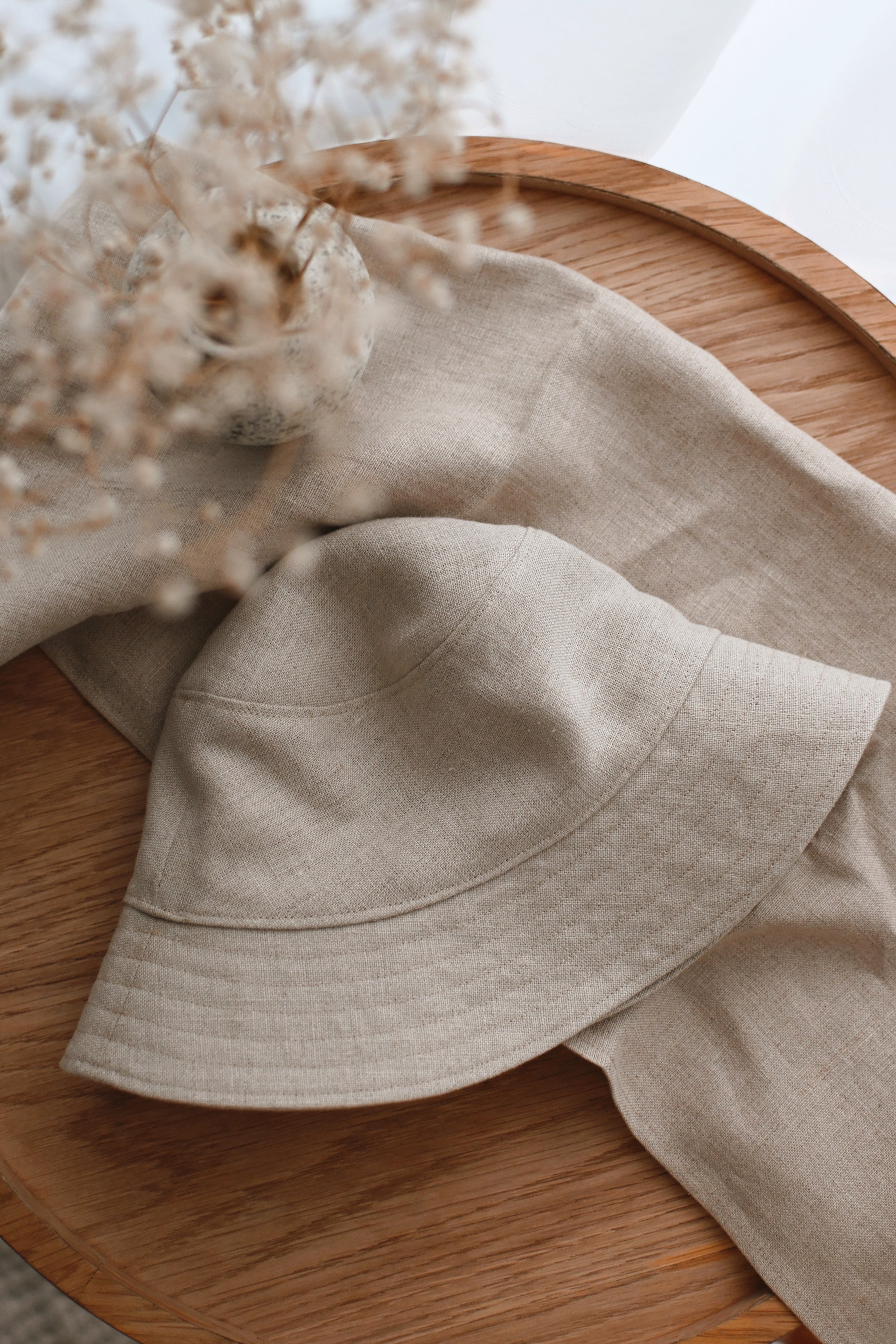 100% Linen Bucket Hat - Raw Natural