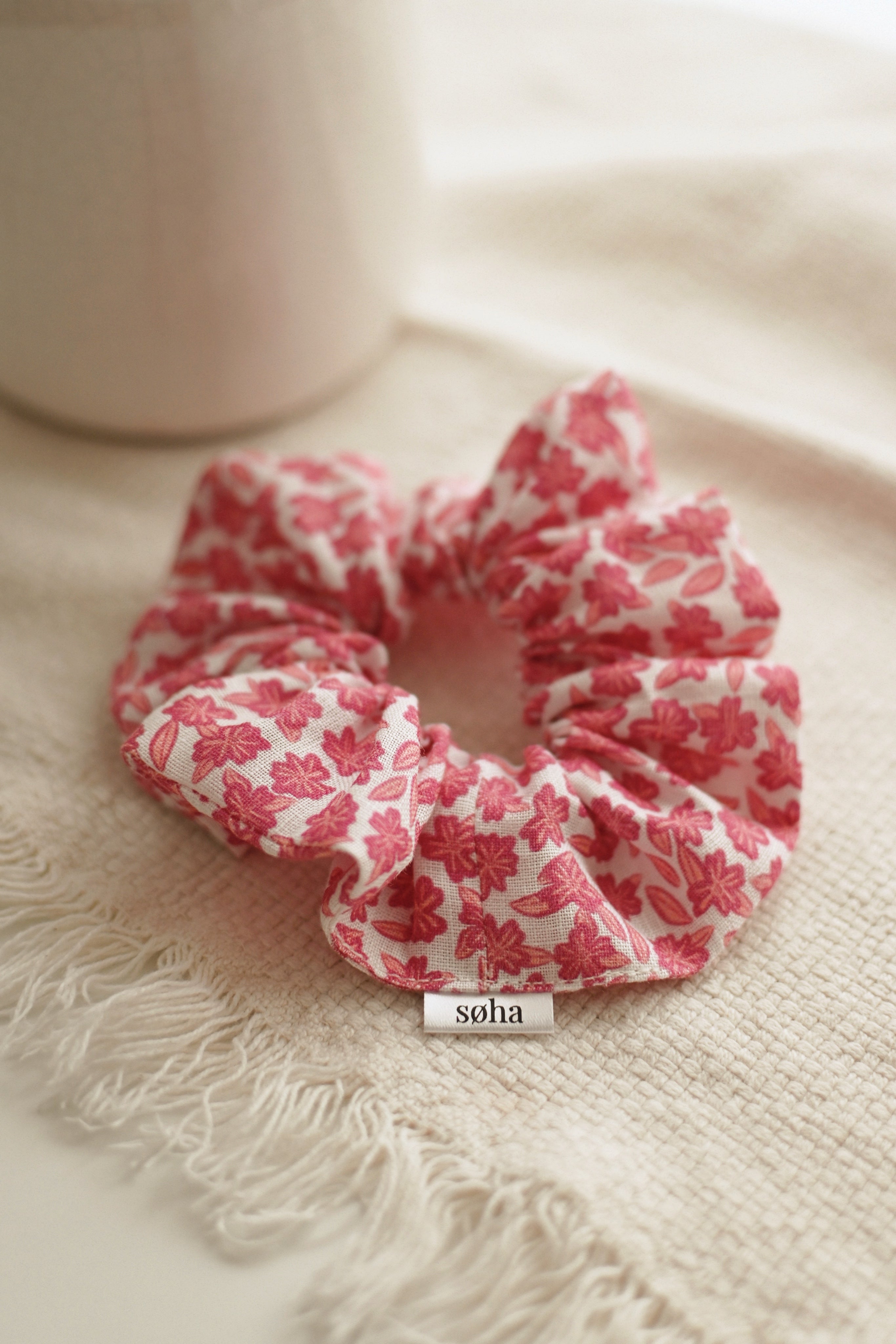 Linen scrunchie - Pinky Flower