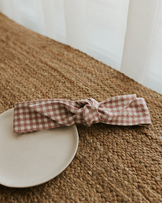Bandeau avec boucle - Carreaux rose