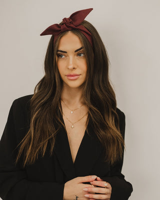Bandeau avec boucle en lin - Bordeaux