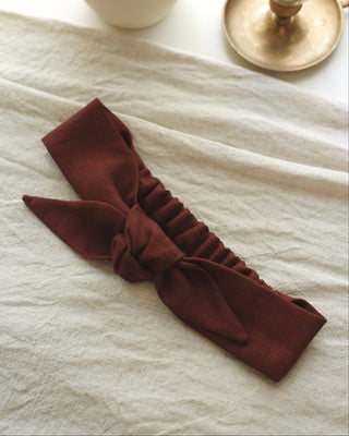 Bandeau avec boucle en lin - Bordeaux