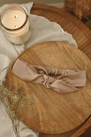Bandeau avec boucle en satin - Nacré