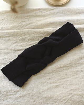 Navy Linen Twisted Headband