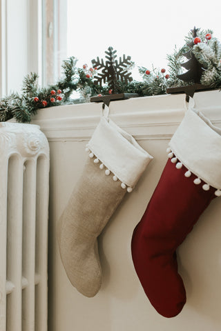 Bas de Noël en satin - Rouge