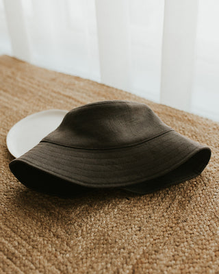 Bucket Hat 100 % lin - Charcoal