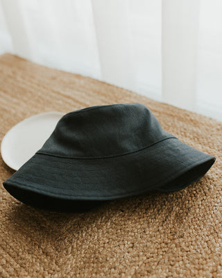 Bucket Hat 100 % lin - Marine
