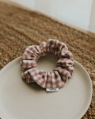 Pink Checkered Scrunchie