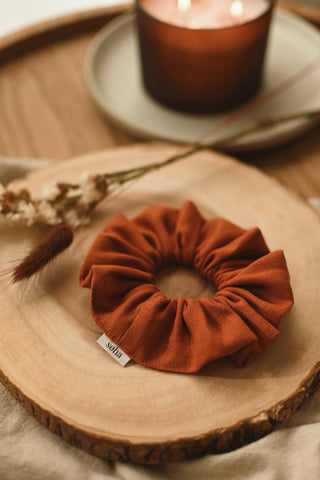 Linen scrunchie - Burnt orange