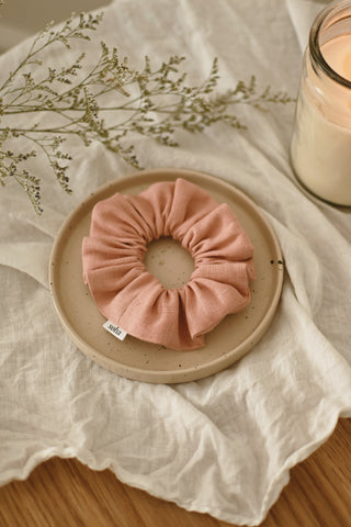 Chouchou en lin - Rose sable