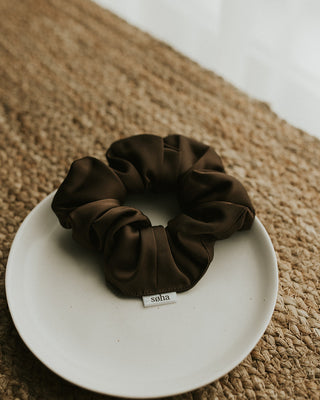 Chouchou en satin - Brown