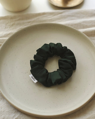 Chouchou en satin - Vert foncé