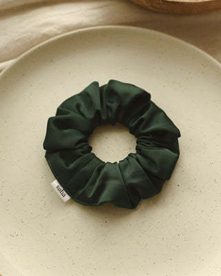 Chouchou en satin - Vert foncé