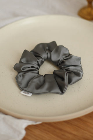 Chouchou en satin - Gris acier