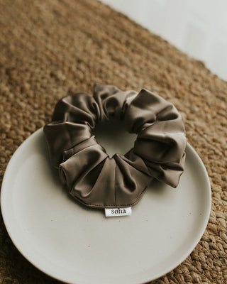 Chouchou en satin - Taupe