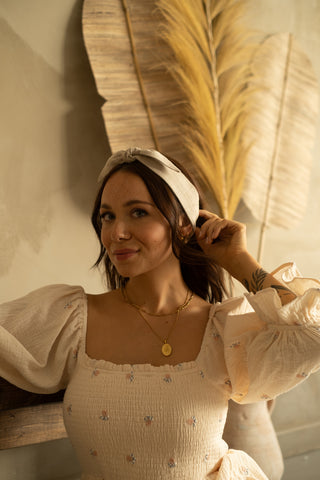 Linen Headband with Bow – Natural Raw