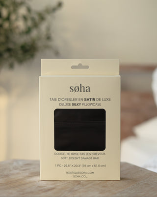 Taie d'oreiller en satin - Noir