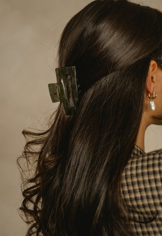 Half hair clip - Forest green