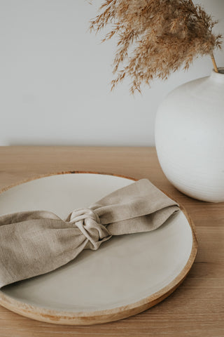 XL bow headband - Raw natural linen