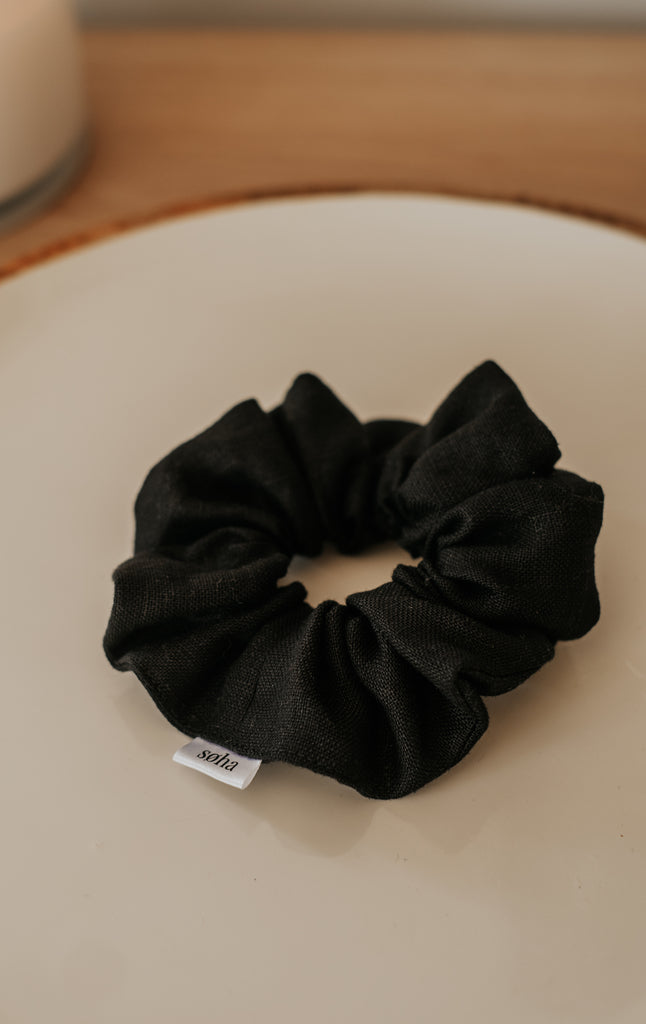 Linen scrunchie - Black