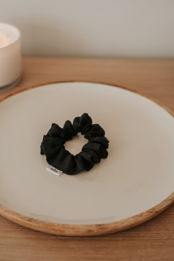 Linen scrunchie - Black