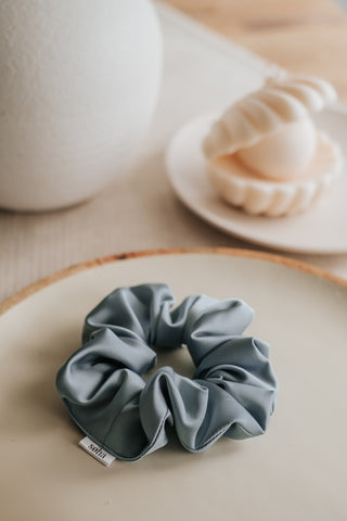 Chouchou en satin - Bleu turquoise